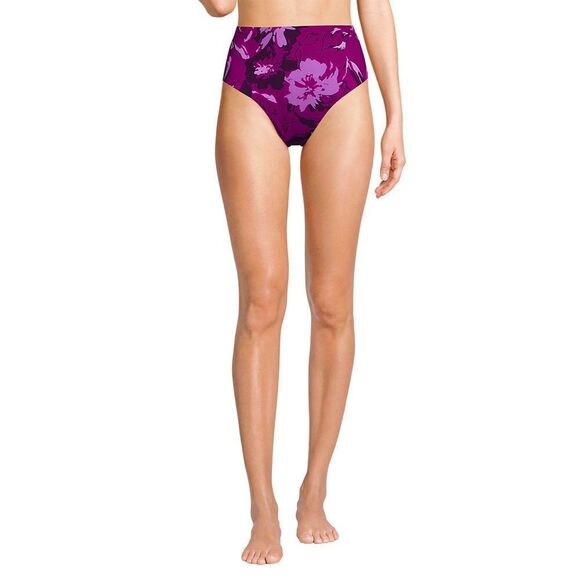 Land's End cheeky high waisted bikini bottoms crimson rose abstract floral Var - Picture 3 of 9